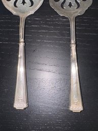 A Pair Of Open Work Sterling Silver Serving Utensils