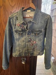LEI Recycled Denim Embroidered Jacket Size Small