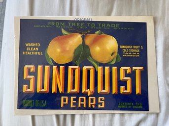 Vintage Fruit Label Sundquist Pears