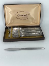 MCM New In Box Steak Knives By Everbrite Stainless Set Of 6