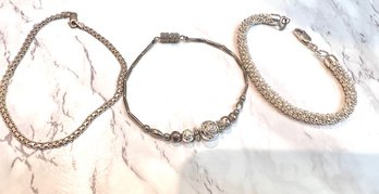 A Group Of 3 Sterling Chain Bracelets