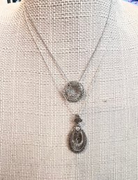2 Exquisite Sterling Silver Necklaces With Pendents