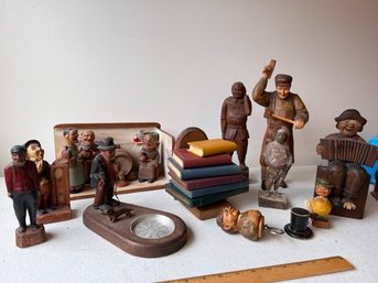 Nice Group Of Carved Wooden Figures Mainly European