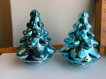 Pair Of Metallic Trees Battery Operated