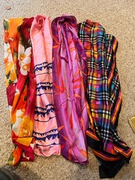 Group Of 5 Long Scarves Hot Colors