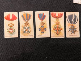 A Group Of 5 Antique European Medal Cards