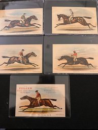 5 Currier And Ives Horse Racing Cards 1881 Including One Vulcan Shoe