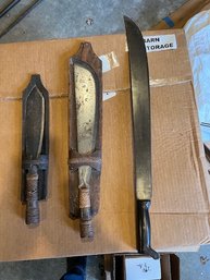 3 Hunting Knives In Sheaths