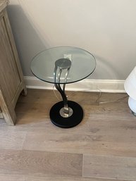 Contemporary Glass Topped End Table  18' Round 22' Height