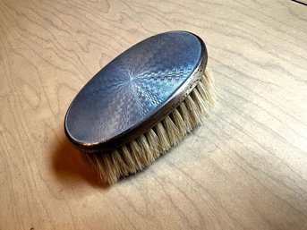 Blue Enamel And Sterling Brush