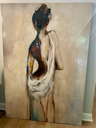 Encaustic Painting Of Woman, On Canvas, Over 68' Tall 48' Wide