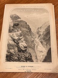 Rare Find ~ The New Express Gallop Sheet Music By  Geo T Mack 1869