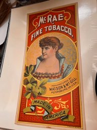 McRae Fine Tobacco Watson And McGill  Advertising Label  Excellent