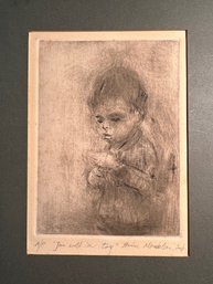 Haim Mendelsohn Jan With A Small Toy A/P Drypoint Etching