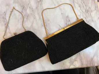 2  Black Beaded Evening Bags 1 Emson Made In Japan