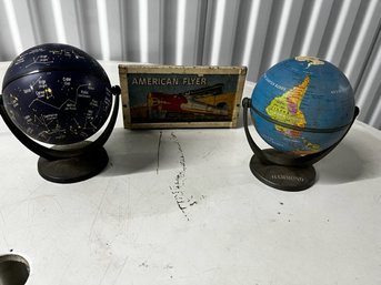 Hammond World Globe And Celestial Globe AND American Flyer Tin