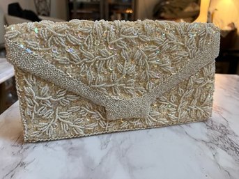 Stunning White Clutch With Sequins And Beads Created By Mr John In Hong Kong