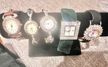 A Group Of 5 Costume Dress Watches Including Gruen, Velvet Strap And Crystals