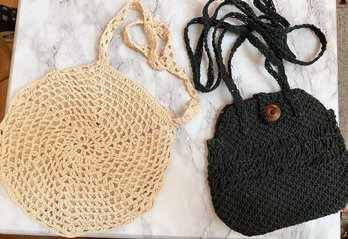 Navy And Off White Crochet Bags