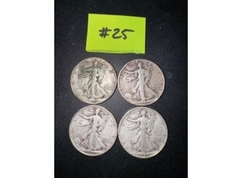 A Group Of 4 Walking Liberty Half Dollars #25