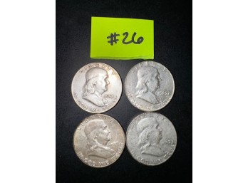 A Group Of Benjamin Franklin Half Dollars 1952, 53, 57 And 63
