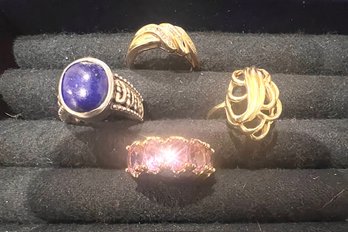 4 Various Rings, Sterling Silver, Marcasite And Cubic Zirconia Mainly Size 7 - 8