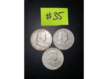 A Group Of Three Benjamin Franklin Half Dollars #35