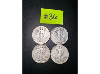 A Group Of Four Walking Liberty Half Dollars  #36