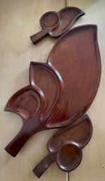 MCM Wooden Platter And 2 Dishes