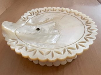 Great Mother Of Pearl Carved Dish