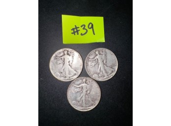 A Group Of Three Walking Liberty Half Dollars  #39