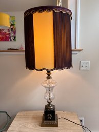 Epic Vintage Lamp Crystal Base Silk Shade!