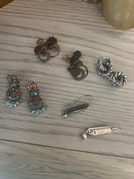 Small Group Of Pierced Earrings Some Sterling All Pierced 4 Pairs