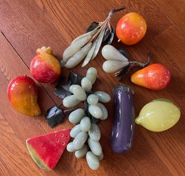 Group Of Vintage Marble And Glass Fruits And Veggies