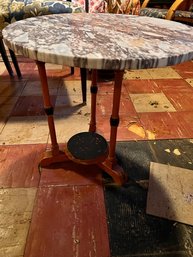 Round Marble (20' Approx ) Topped Table See Base, Cool Orange/red Finish