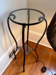 Perfect Sized Wrought Iron And Glass End Table