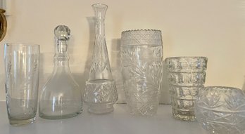 Group Of 6 Crystal Vases And Decanters