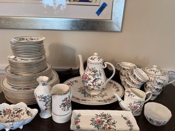 Aynsley China Set Service For 12 Excellent Condition Including Coffee And Tea Pot, Serving Pieces