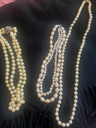 Group Of Costume Pearls Including One By Ciner, Spectacular Clasp