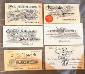 A Group Of 6 Antique Advertising Cards Home Goods Late 19th Century