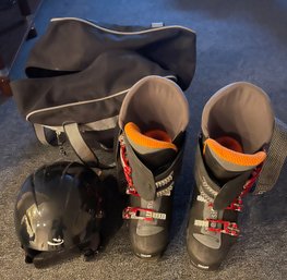 Helmut, Ski Boots Size 11 And Travel Bag