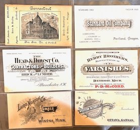 A Group Of 5 Antique Home Advertising Cards