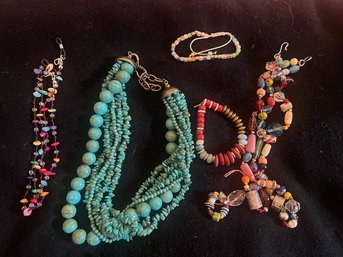 Great Group Of Beaded Necklaces And Bracelets