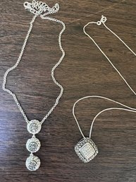 A Pair Of Sterling Silver Necklaces With Marcasite