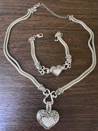 Lia Sophia Heart On Chain With Matching Bracelet