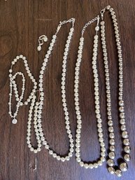 Group Of Silver Beaded Necklaces , Earrings And Bracelets
