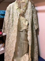 Pale Celery/Celadon Silk Dress With Jacket Bea Arthur??