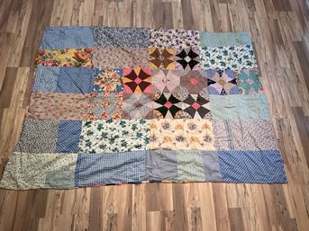 Small Vintage Quilt With Blue Top And Bottom 80 X 59' (#9)