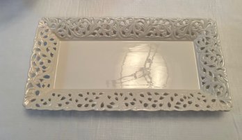 Rectangular Serving Plate With Epic Open Work Around