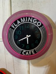 Flamingo Cafe Neon Clock